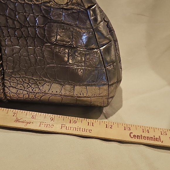 Donald J. Pliner Metallic Crocodile-Embossed Top Handle Bag - Picture 5 of 16